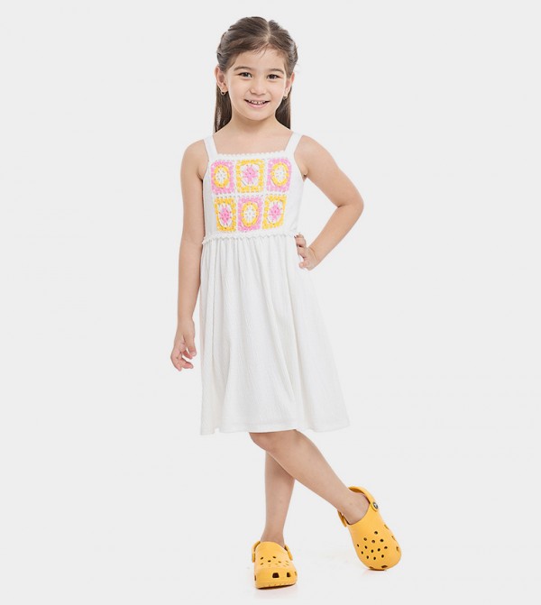 Crochet Detail Strappy Fit and Flare Dress