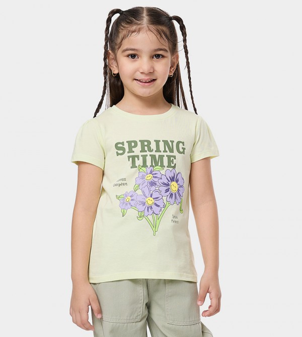 Printed T-Shirt with Crew Neck and Short Sleeves