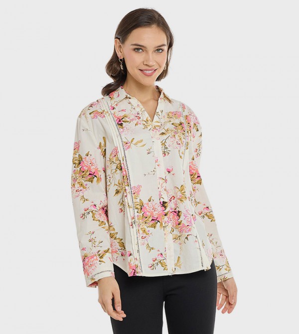 Floral Printed Shirt with Classic Collar