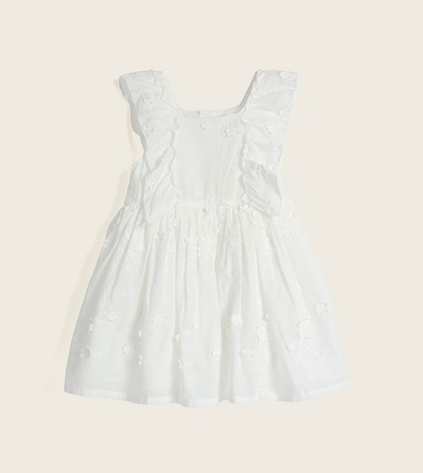 Appliqued Sleeveless Fit and Flare Dress