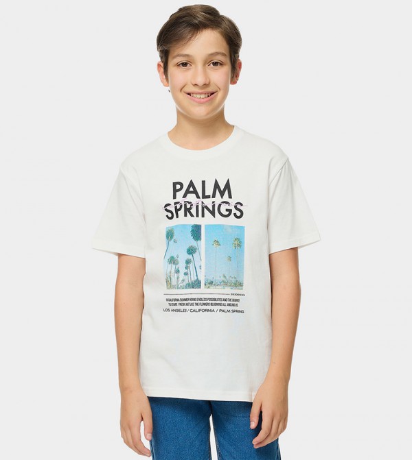 Printed T-Shirt with Crew Neck and Short Sleeves