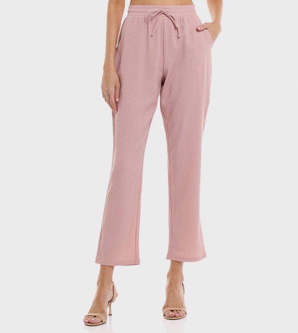 Textured Pants with Drawstring Waist