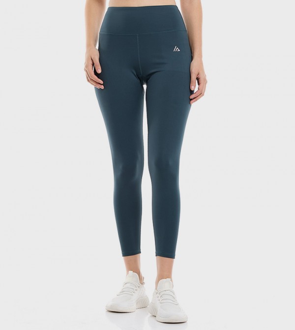 Solid Active Leggings with Elastic Waist