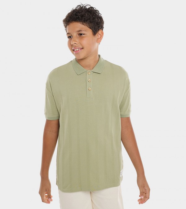 Textured Polo T-Shirt with Short Sleeves