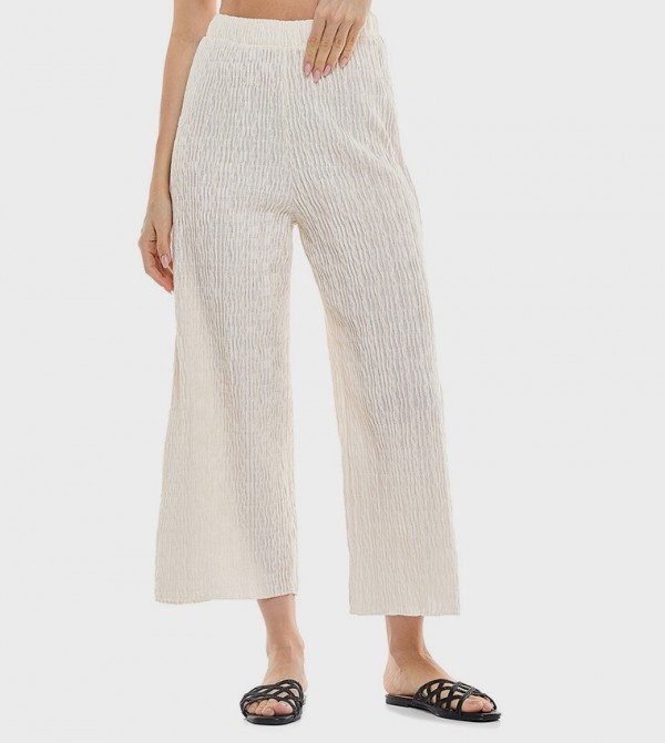 Textured Pants with Elastic Waist