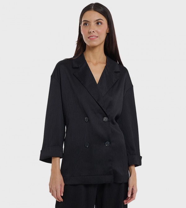 Solid Double Breasted Blazer