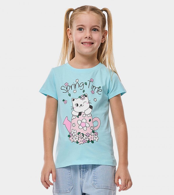 Printed T-Shirt with Crew Neck and Short Sleeves