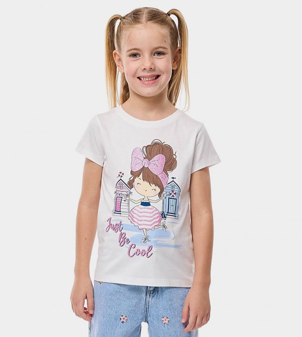 Printed T-Shirt with Crew Neck and Short Sleeves