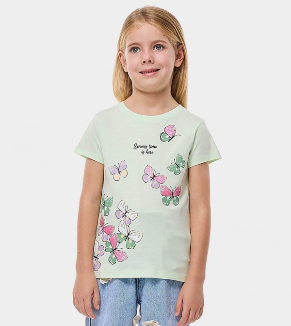 Printed T-Shirt with Crew Neck and Short Sleeves