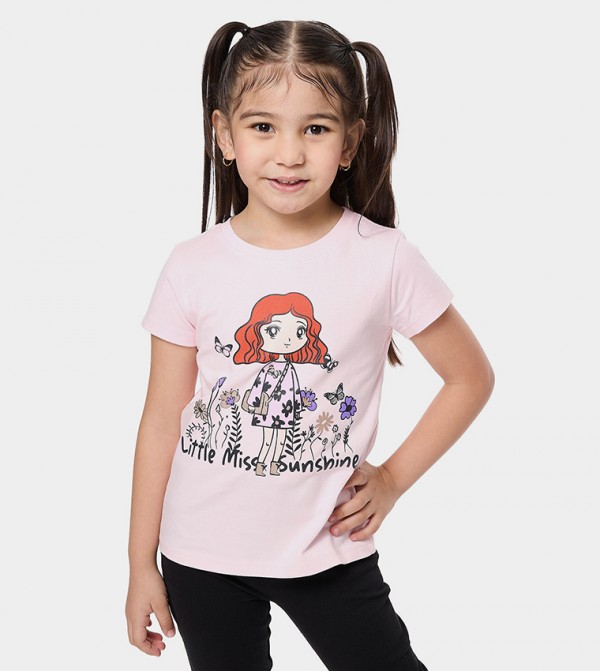 Printed T-Shirt with Crew Neck and Short Sleeves