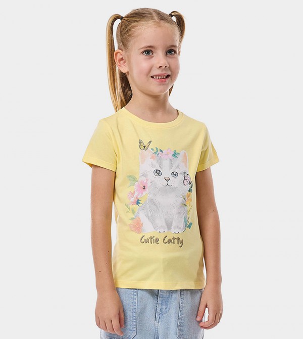 Printed T-Shirt with Crew Neck and Short Sleeves