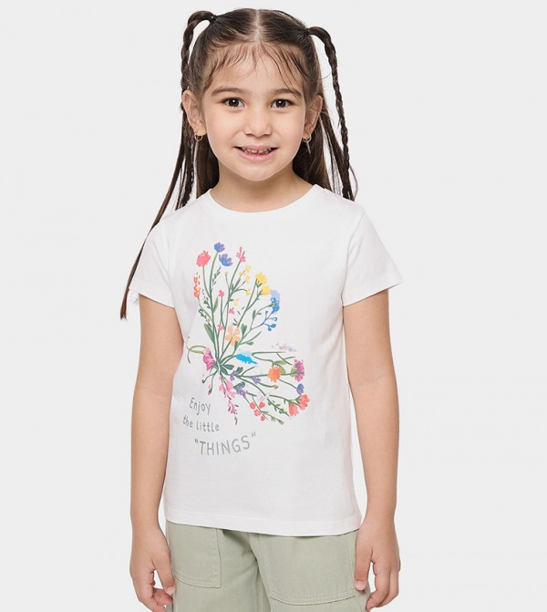 Printed T-Shirt with Crew Neck and Short Sleeves