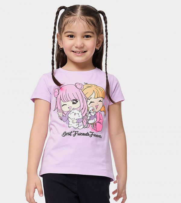 Printed T-Shirt with Crew Neck and Short Sleeves