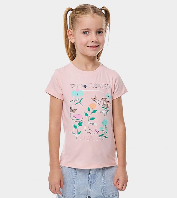 Printed T-Shirt with Crew Neck and Short Sleeves