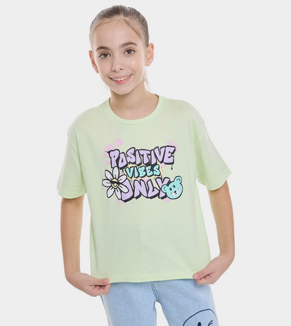 Printed T-Shirt with Crew Neck and Short Sleeves