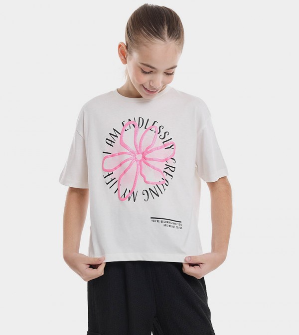 Printed T-Shirt with Crew Neck and Short Sleeves