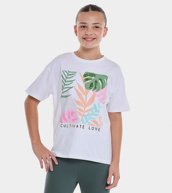 Printed T-Shirt with Crew Neck and Short Sleeves
