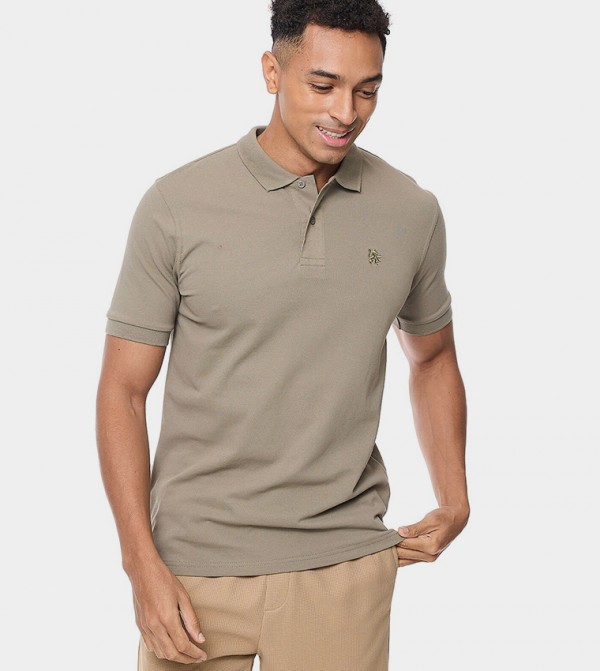 Solid Polo T-Shirt with Short Sleeves