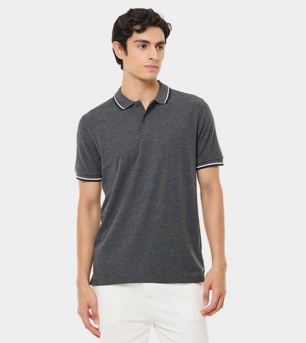 Tipping Detail Polo T-Shirt with Short Sleeves