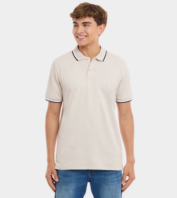 Contrast Tipping Polo T-Shirt with Short Sleeves