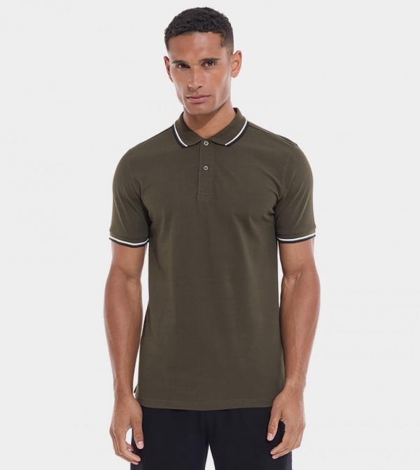 Contrast Tipping Polo T-Shirt with Short Sleeves
