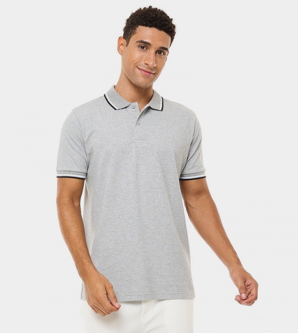 Tipping Detail Polo T-Shirt with Short Sleeves