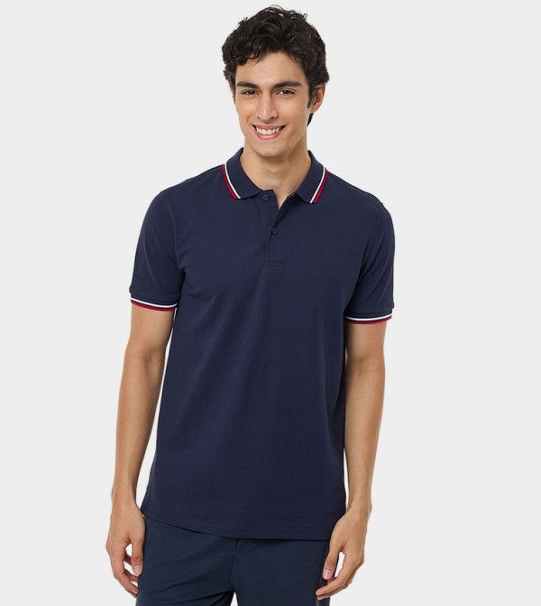 Tipping Detail Polo T-Shirt with Short Sleeves
