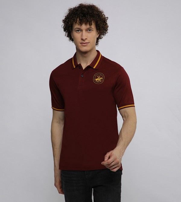 Contrast Tipping Short Sleeves Polo T-Shirt