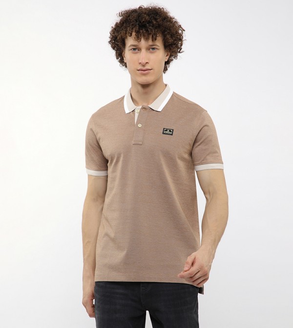 Contrast Tipping Short Sleeves Polo T-Shirt