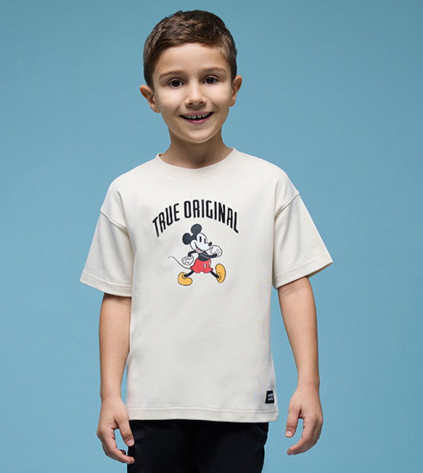 Printed T-Shirt with Crew Neck and Short Sleeves