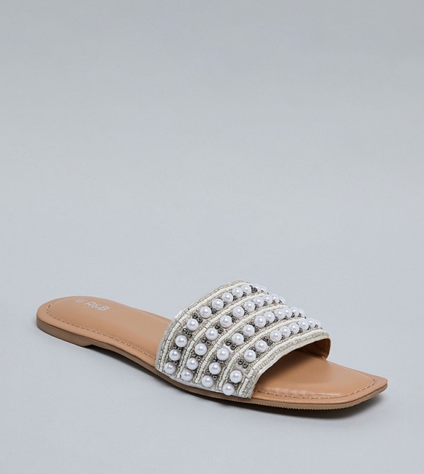 Pearl Embellished Flat Sandals