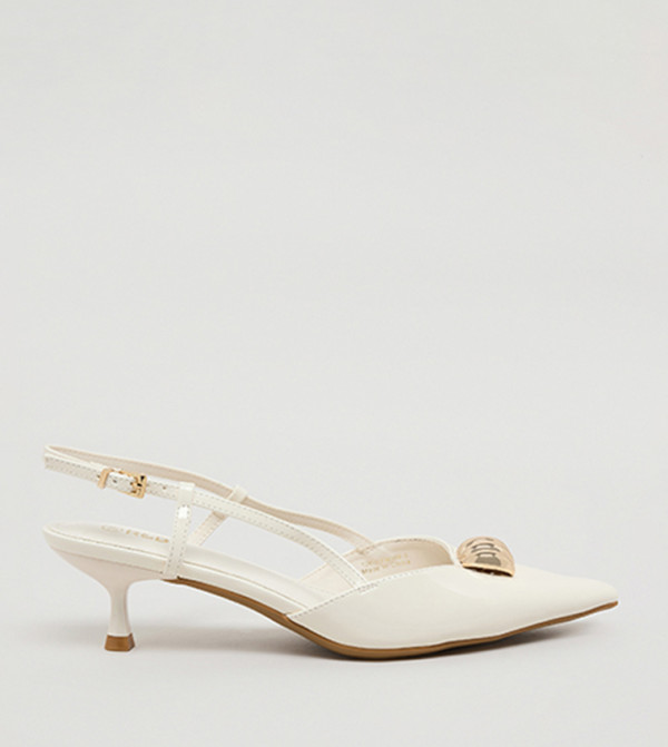 Metal Accent Slingback Pumps