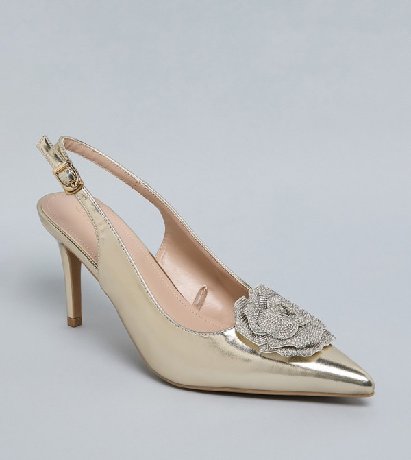 Appliqued Slingback Pumps