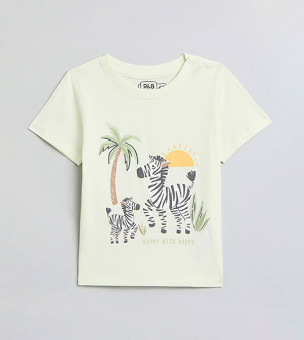 Graphic Print T-Shirt with Crew Neck and Short Sleeves