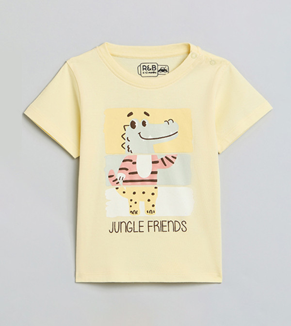 Graphic Print T-Shirt with Crew Neck and Short Sleeves