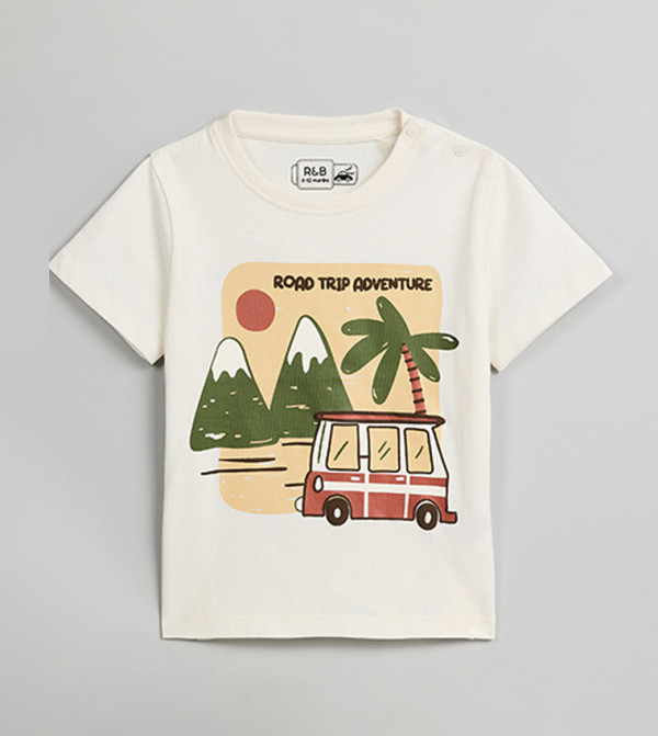 Graphic Print T-Shirt with Crew Neck and Short Sleeves