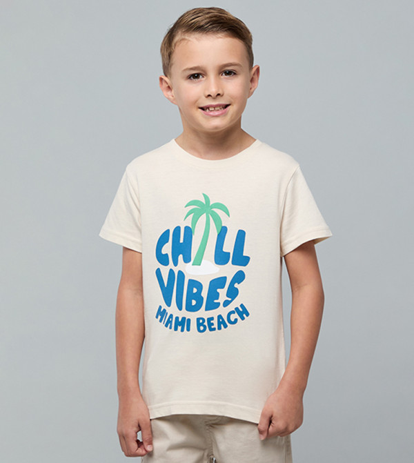 Printed T-Shirt with Crew Neck and Short Sleeves
