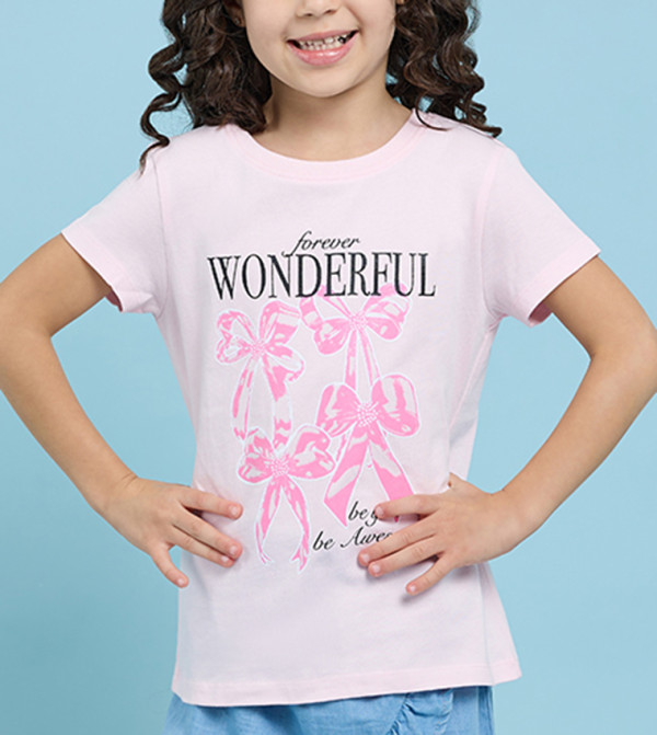 Printed T-Shirt with Crew Neck and Short Sleeves