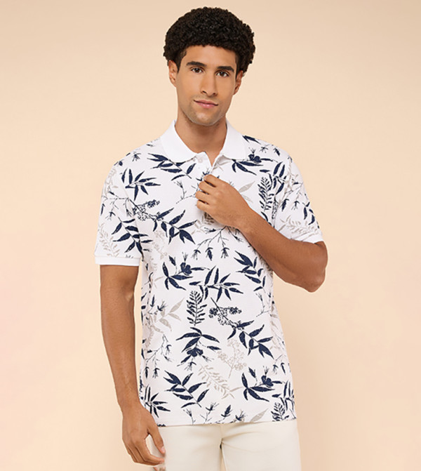 Printed Polo T-Shirt with Short Sleeves
