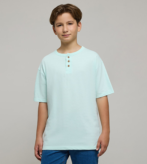 تيشيرت مرن كم قصير بقبة هنلي 