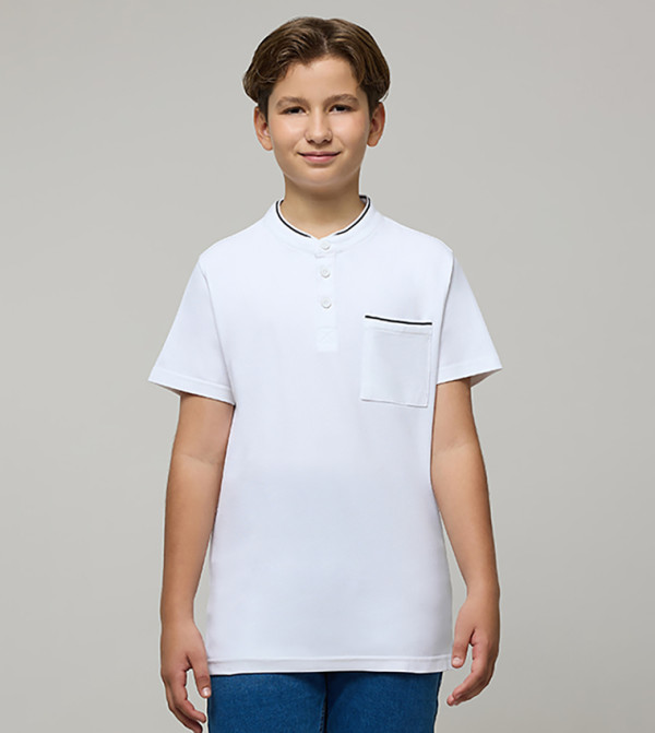 تيشيرت كم قصير بقبة ماندرين