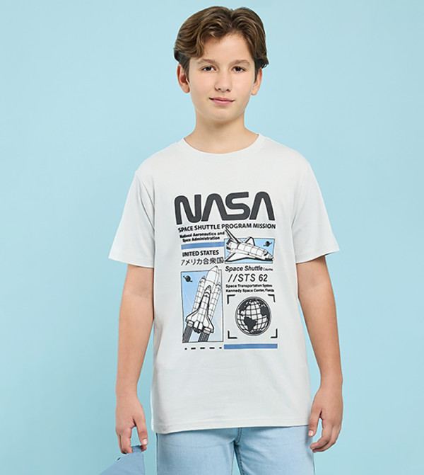 Printed T-Shirt with Crew Neck and Short Sleeves