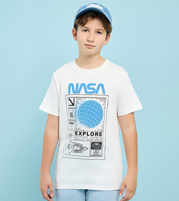 Printed T-Shirt with Crew Neck and Short Sleeves