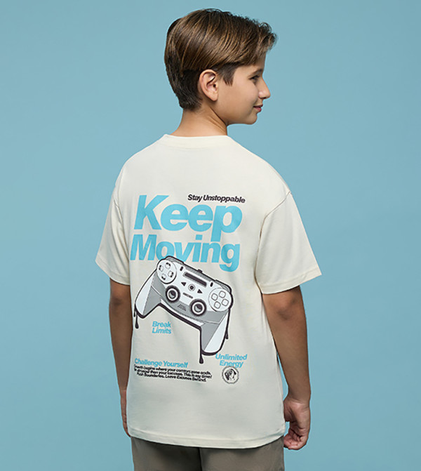 Printed T-Shirt with Crew Neck and Short Sleeves