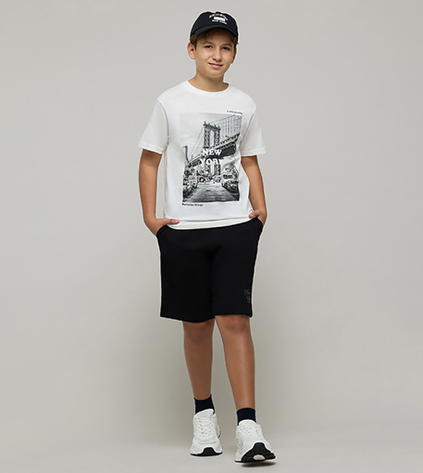 Printed T-Shirt with Crew Neck and Short Sleeves