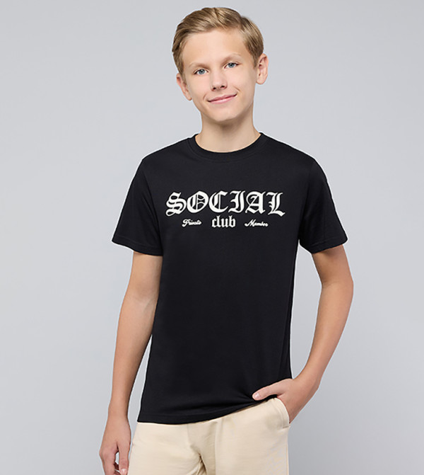 Printed T-Shirt with Crew Neck and Short Sleeves