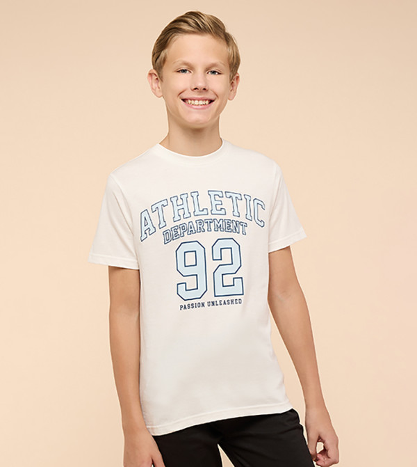 Printed T-Shirt with Crew Neck and Short Sleeves