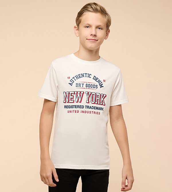 Printed T-Shirt with Crew Neck and Short Sleeves