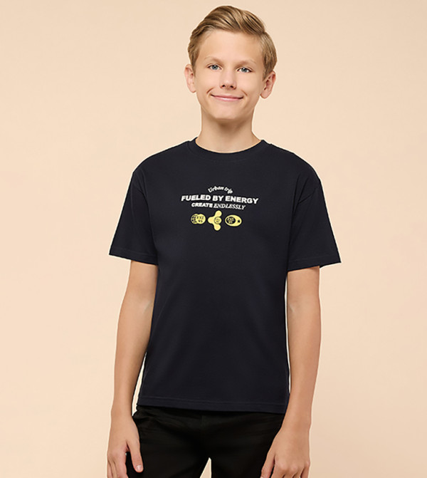 Printed T-Shirt with Crew Neck and Short Sleeves