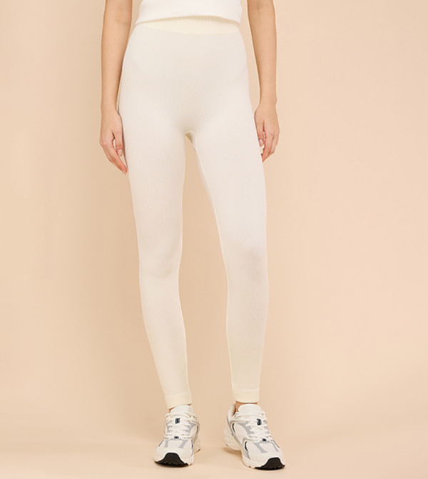 Ribbed Leggings With Elastic Waist